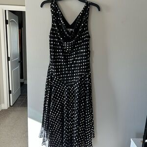 Elegant Black and White Polka Dot Dress